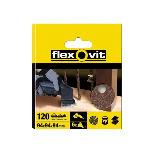 Flexovit Delta Hook & Loop Sanding Sheets 94mm Fine 120G (Pack 6) Flexovit - Town Tools