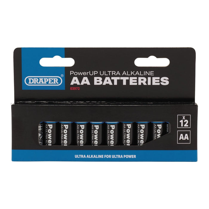 Draper PowerUP Ultra Alkaline AA Batteries (Pack of 12) 03972 Draper - Town Tools 