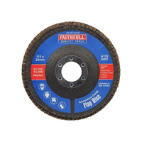 Faithfull Aluminium Oxide Flap Disc 115 x 22mm 120 Grit