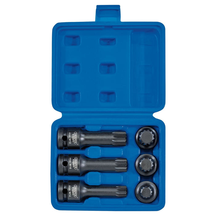 Draper Impact Spline Bit Set, 1/2" Sq. Dr. (6 Piece) 28881 Draper - Town Tools 