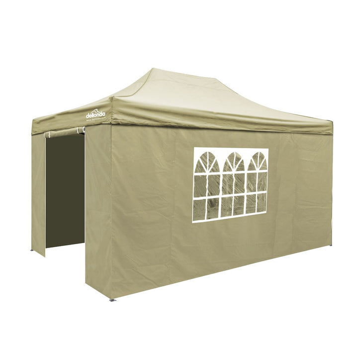 Dellonda 3x4.5m Pop-Up Gazebo & Side Walls Water Resistant Fabric - Beige