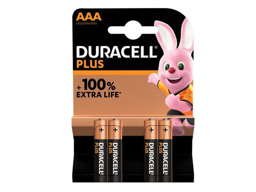 Duracell AAA Cell Plus Power +100% Batteries (Pack 4) Duracell - Town Tools