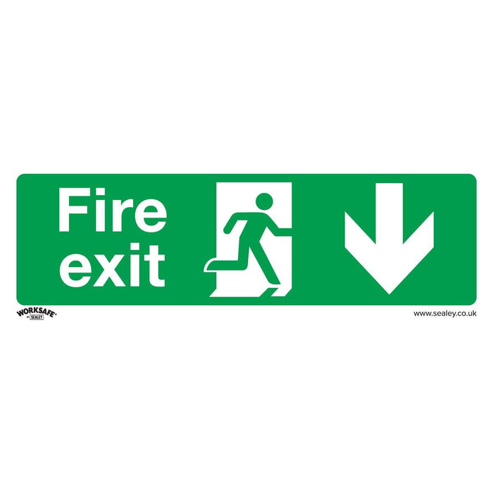 Sealey Safe Conditions Safety Sign Fire Exit (Down) Self-Adhesive Vinyl Sealey - Town Tools 