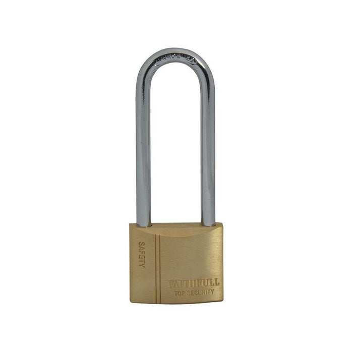 Faithfull Brass Padlock 40mm Long Shackle 3 Keys Faithfull - Town Tools