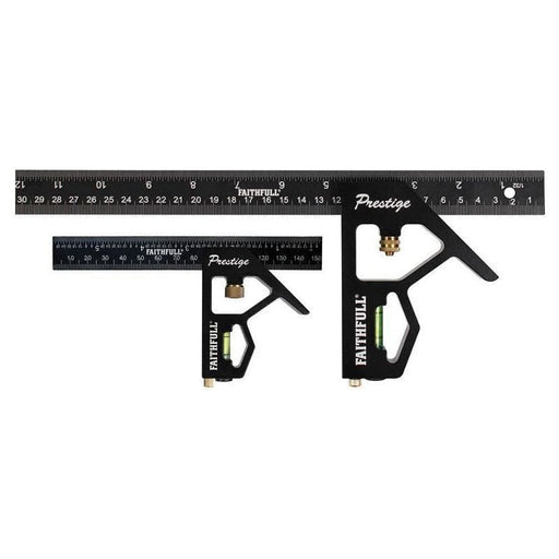 Faithfull Prestige Combination Square Twin Pack 150mm (6in) & 300mm (12in) Faithfull - Town Tools