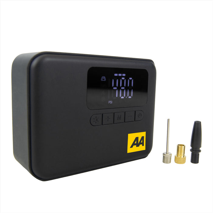 AA Cordless Rechargeable Tyre Inflator with Power Bank & LED Light
