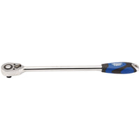 Draper Extra Long Reversible Quick Release Soft Grip Ratchet, 1/2" Sq. Dr., 48 T