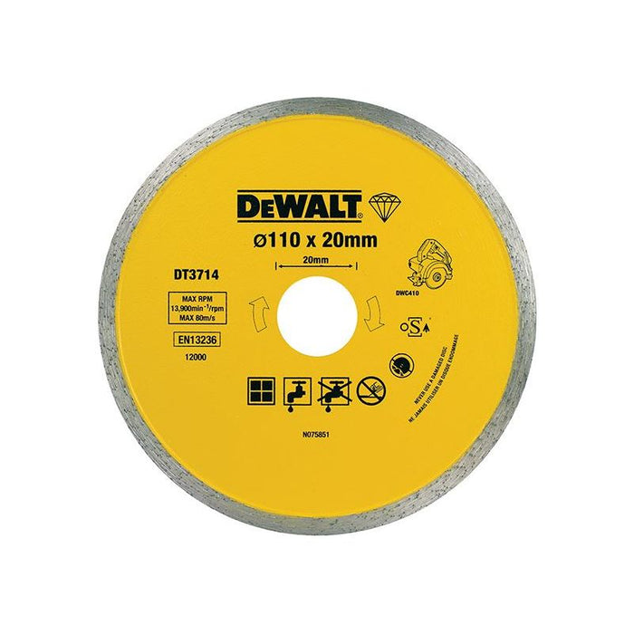 Dewalt Power Tools DT3714 Diamond Tile Blade 110 x 20mm DeWALT Power Tools - Town Tools