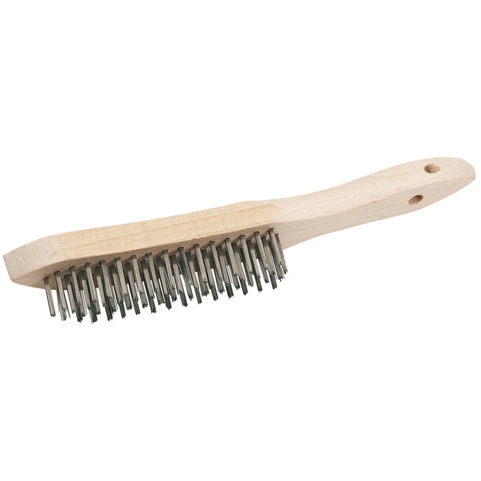 Draper Stainless Steel 4 Row Wire Scratch Brush, 310mm - WB-SS/L