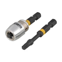 Dewalt Power Tools Impact Torsion Bits TX25 x  50mm (x2) and Magnetic Screwlock Sleeve