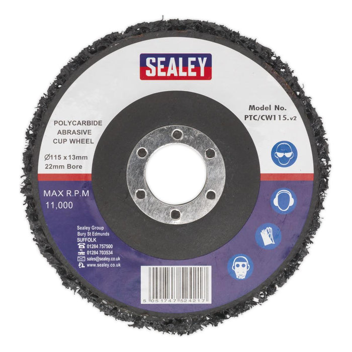 Sealey Polycarbide Cup Wheel115 x 13 x22mm PTC/CW115