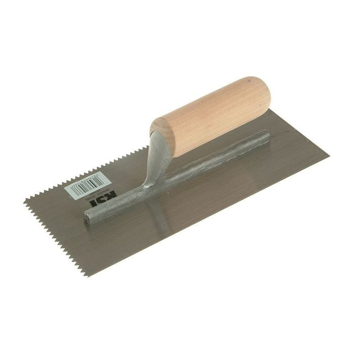 R.S.T. Notched Trowel 5mm V Notches Wooden Handle 11 x 4.1/2in R.S.T. - Town Tools