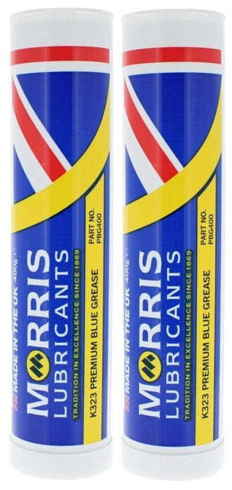 2x Morris K323 Blue Grease Cartridge 400g Premium Lithium Calcium High Pressure