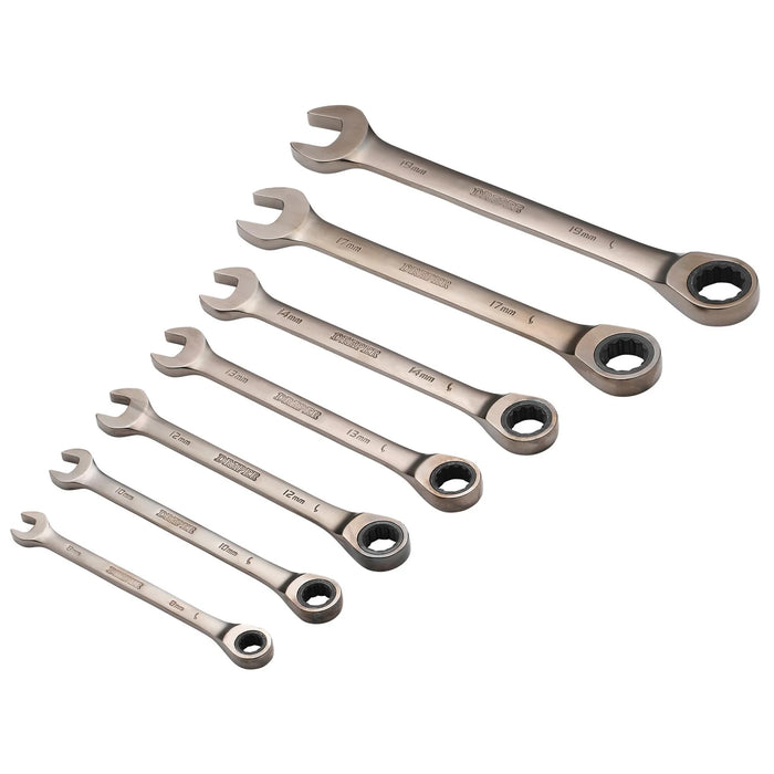 Draper HI-TORQ® Metric Ratcheting Combination Spanner Set, Black (7 Piece)