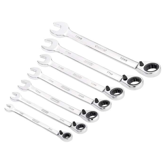 Draper HI-TORQ® Metric Reversible Ratcheting Combination Spanner Set (7 Piece)