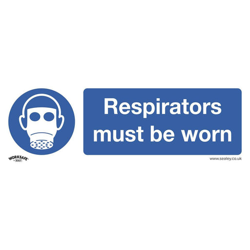 Sealey Mandatory Safety Sign Respirators Must Be Worn Self-Adhesive Vinyl Sealey - Town Tools 