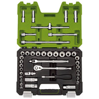 Draper Expert MM/AF Combined Socket Set, 3/8" Sq. Dr., Green (41 Piece)
