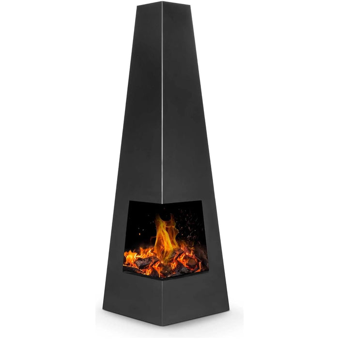 Dellonda Chiminea Wood Burner Heater for Outdoors W45cm x H150cm - Black Steel Dellonda - Town Tools 