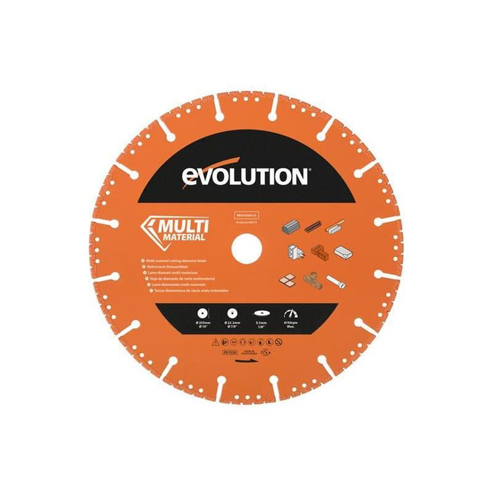 Evolution Multi-Material Diamond Demolition Disc Cutter Blade 255 x 22.2mm Evolution - Town Tools