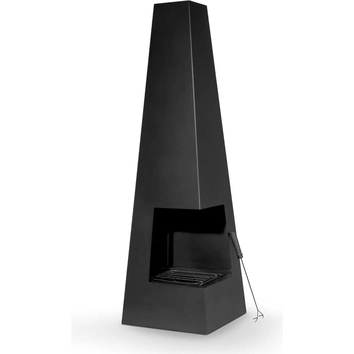 Dellonda Chiminea Wood Burner Heater for Outdoors W45cm x H150cm - Black Steel Dellonda - Town Tools 