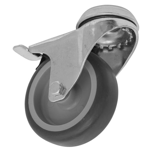 Sealey Medium-Duty Thermoplastic Bolt Hole Castor Wheel with Total Lock75mm Trad Sealey - Town Tools 