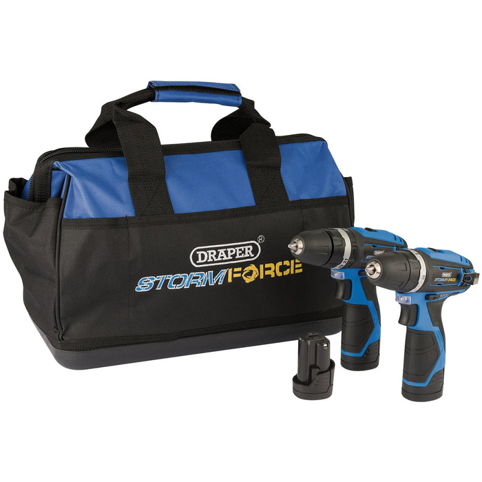 Draper Storm Force® 10.8V Power Interchange Combi Drill and Rotary Drill Twin