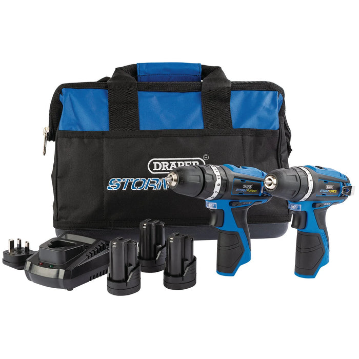 Draper Storm Force® 10.8V Power Interchange Combi Drill and Rotary Drill Twin