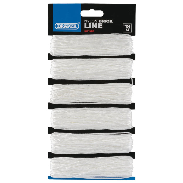 Draper Nylon Brick Line, 18m, White (Pack of 6) - 4807