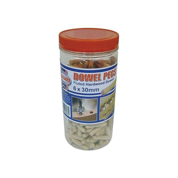 Faithfull Wood Dowels Fluted 30 x 6mm (Tub 300) Faithfull - Town Tools