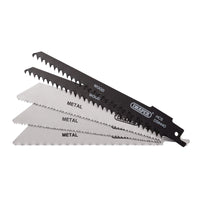 Draper Assorted Reciprocating Saw Blades for Multi-Purpose Cutting, 150mm (Pack