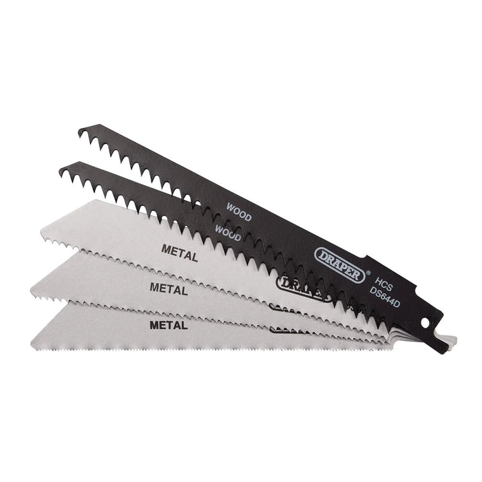Draper Assorted Reciprocating Saw Blades for Multi-Purpose Cutting, 150mm (Pack