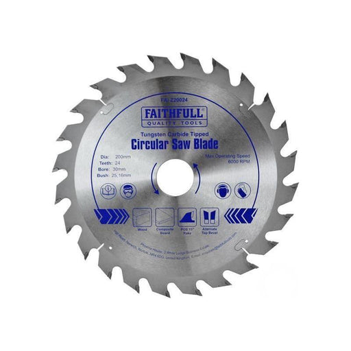 Faithfull TCT Circular Saw Blade 200 x 30mm x 24T POS Faithfull - Town Tools