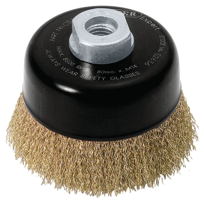 Draper Expert Brassed Steel Crimped Wire Cup Brush, , M14 60-125mm