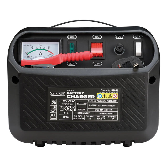 Draper 12/24V Battery Charger, 10 - 14A - BCD18A