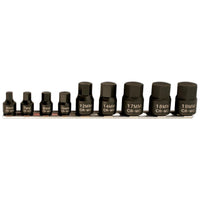 Laser Low Profile Impact Hex Socket Bit Set 1/4"D, 3/8"D 9pc 5665