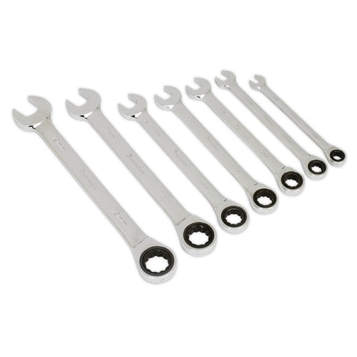 Sealey Combination Ratchet Spanner Set 7pc Metric AK63907 Sealey - Town Tools 