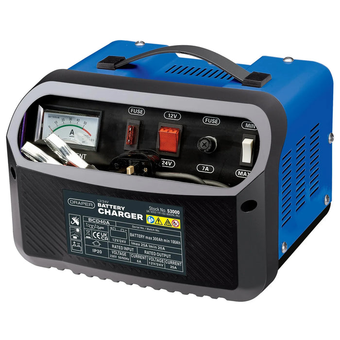 Draper 12/24V Battery Charger, 20 - 25A - BCD40A