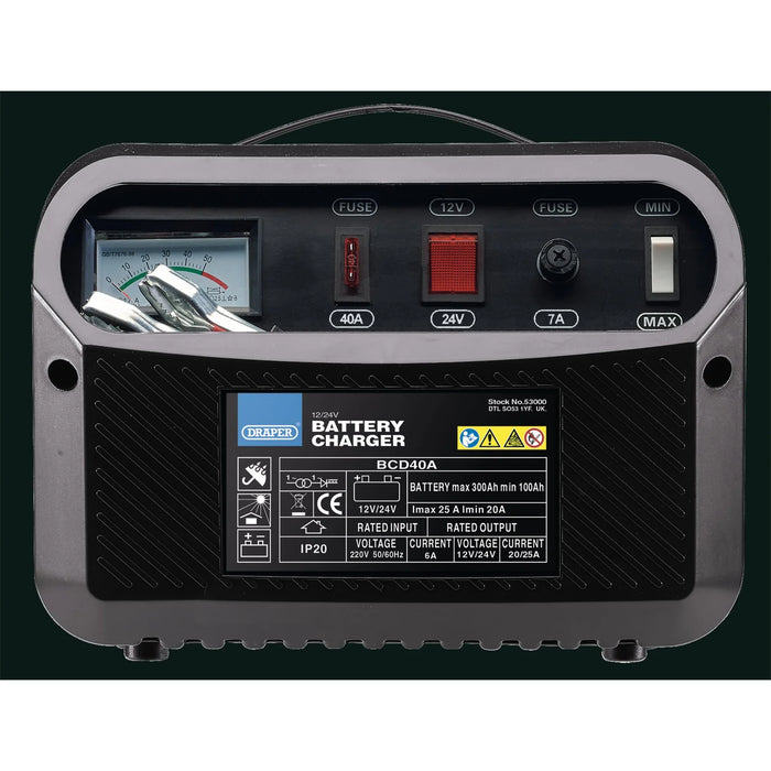 Draper 12/24V Battery Charger, 20 - 25A - BCD40A