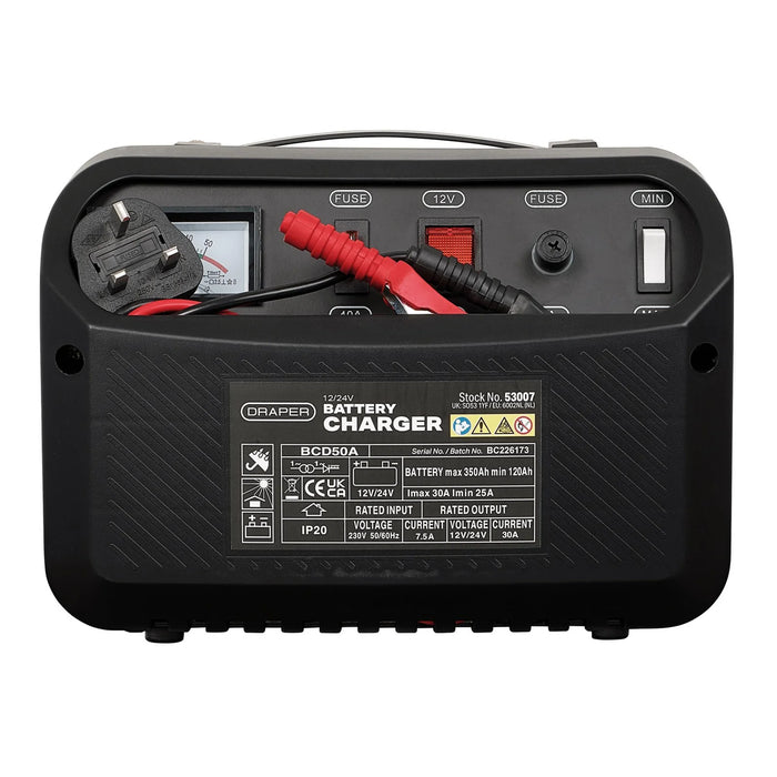 Draper 12/24V Battery Charger, 25 - 30A - BCD50A