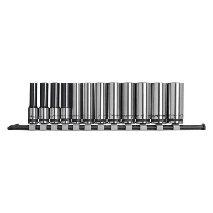 Sealey Socket Set Deep 12pc 3/8"Sq Drive Metric Black Series AK7993 Sealey - Town Tools 