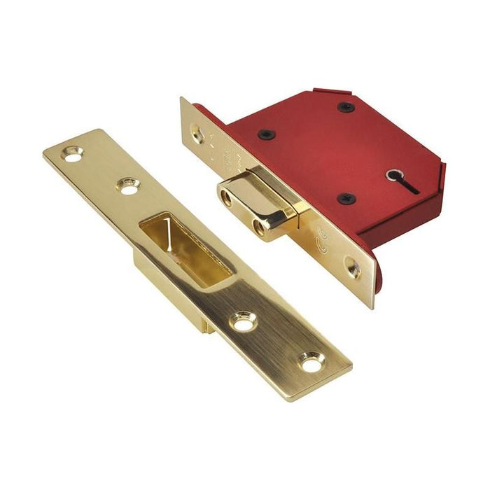 Union StrongBOLT 2105S Polished Brass 5 Lever Mortice Deadlock Visi 68mm 2.5in UNION - Town Tools