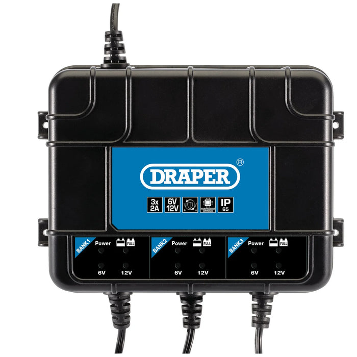Draper 6/12V 3 Bank Charger Station - BCPB32