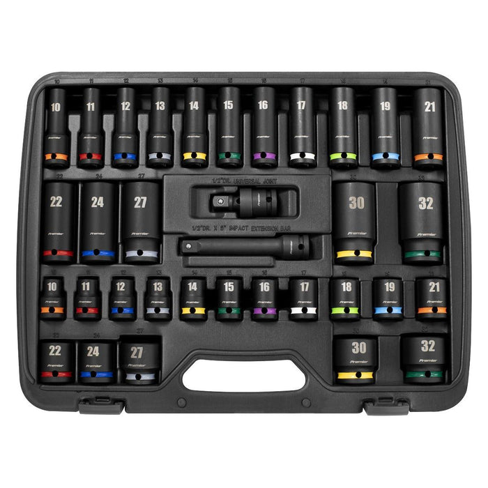 Sealey Premier Premier Impact Socket Set 1/2"Sq Drive 34pc AK5635M Sealey Premier - Town Tools 