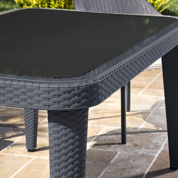 Dellonda Dining Tables with Tempered Glass Top 150 x 90 x 76cm - Anthracite