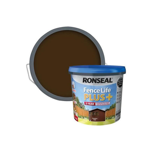Ronseal Fence Life Plus+ Country Oak 5 litre Ronseal - Town Tools