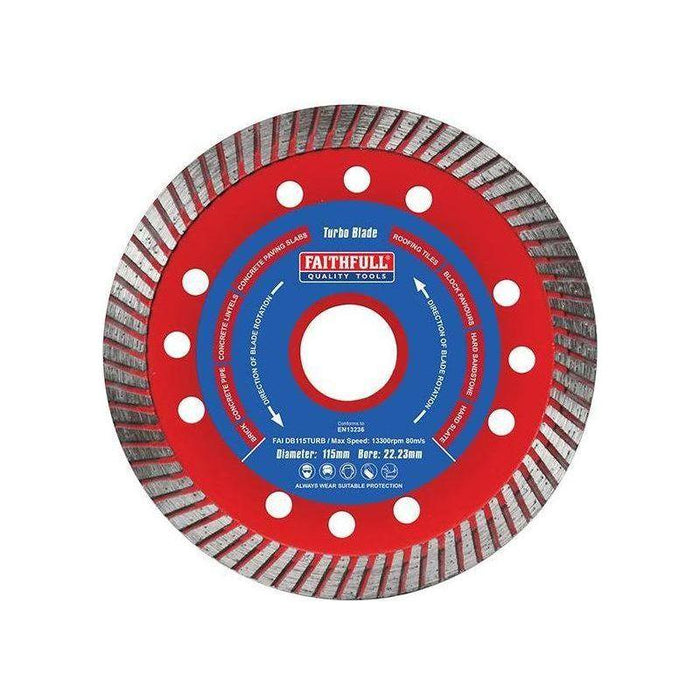 Faithfull Turbo Cut Diamond Blade 115 x 22mm Faithfull - Town Tools