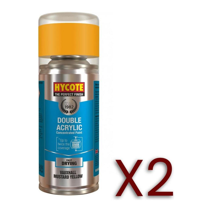 2x Hycote Aerosol Paint for Vauxhall Mustard Yellow 150ml Hycote - Town Tools 