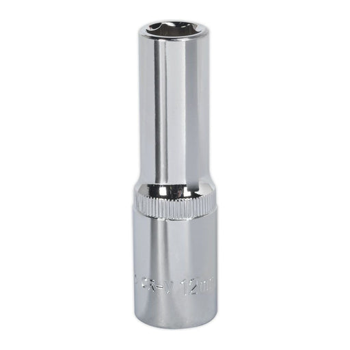 Sealey WallDrive Socket 12mm Deep 1/2"Sq Drive Fully Polished SP1212D Sealey - Town Tools 