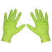 Diamond Grip Extra-Thick Nitrile Powder-Free Gloves Hi-Vis Green Large Pack  50 Sealey - Town Tools 