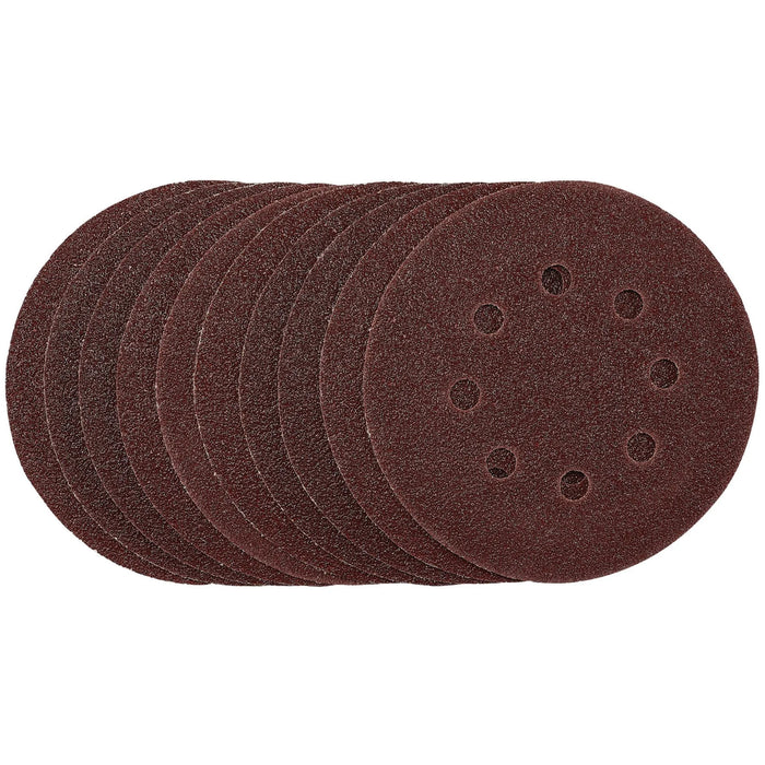 Draper Punched Sanding Discs, 125mm, Hook & Loop, 40 Grit, (Pack of 10)